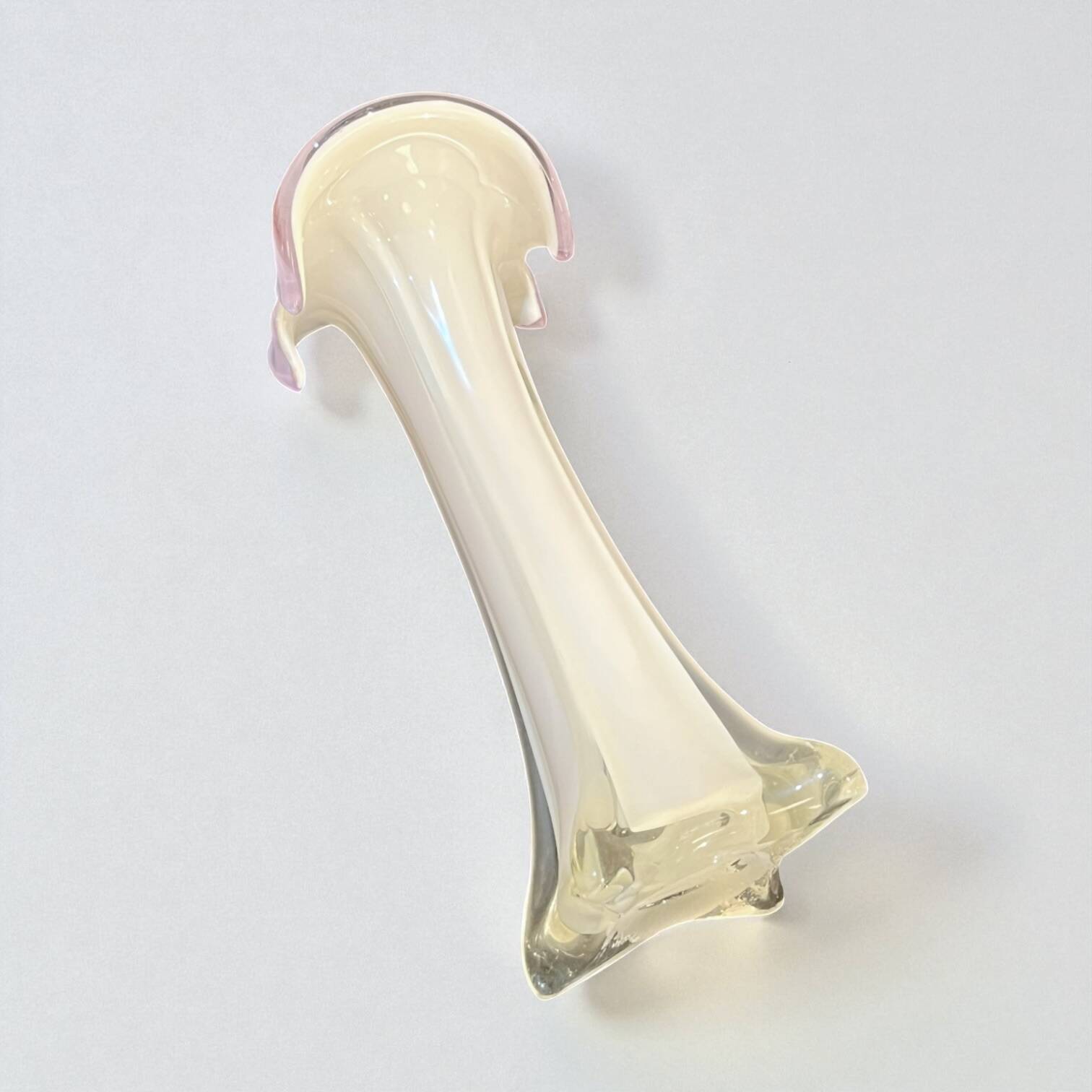 Murano blown glass soliflore vase, white - parma, vintage 1970s