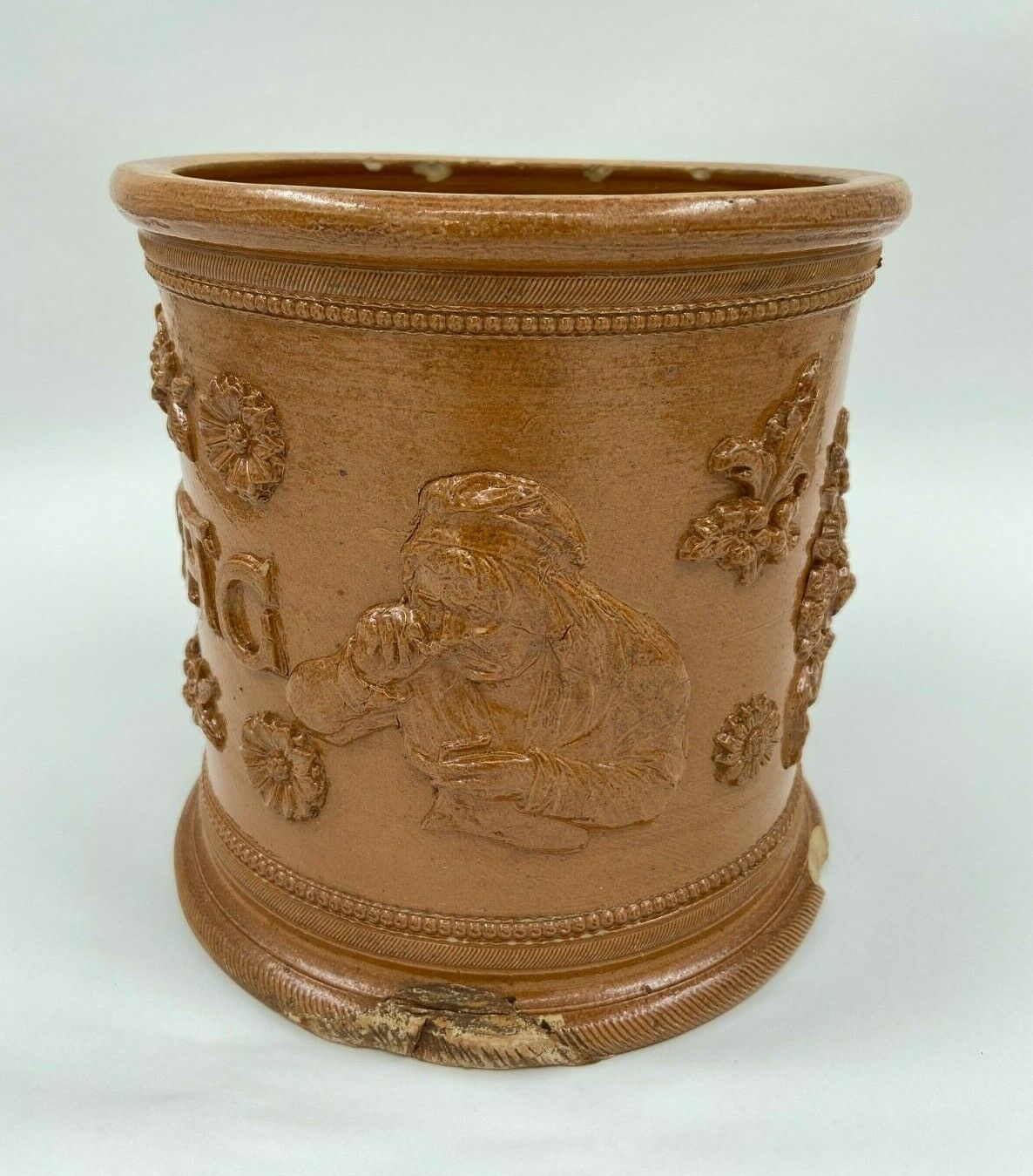 Terracotta tabac pot vernissee XlXeme gb 2 grès de beauvaisis