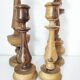 Set of 4 turned wooden candle holders