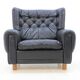 Ensemble de fauteuils en cuir noir des années 1970.