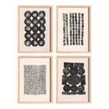 Collection of 4 black abstract paintings on paper signed eawy