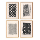 Collection de 4 peintures abstraites noires sur papier signées eawy