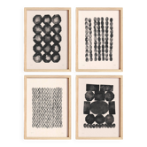 Collection de 4 peintures abstraites noires sur papier signées eawy