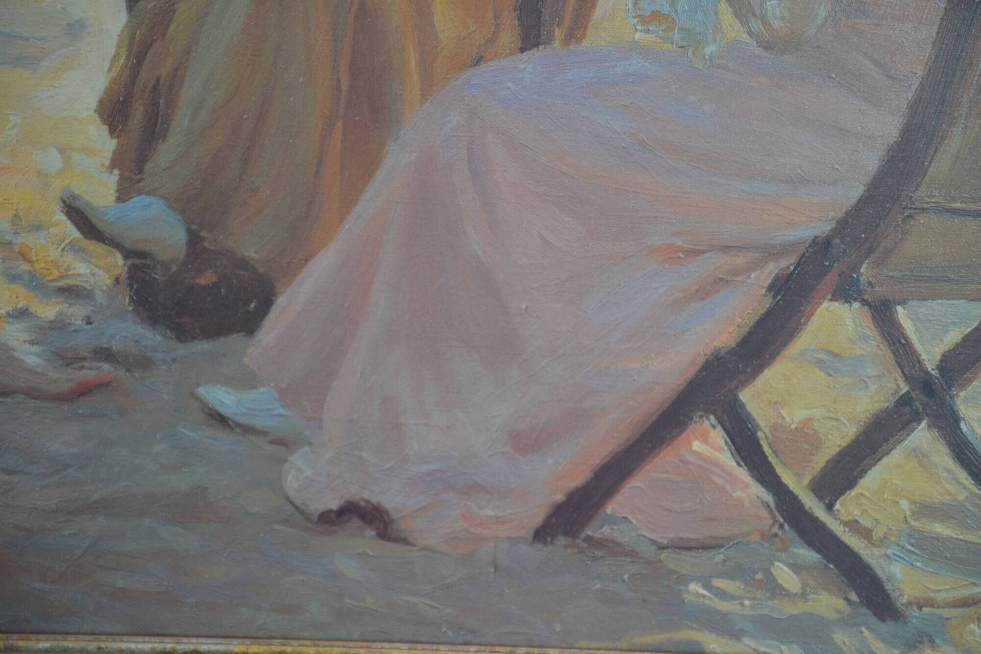 Painting beach scene by Alfred Victor Fournier 1909