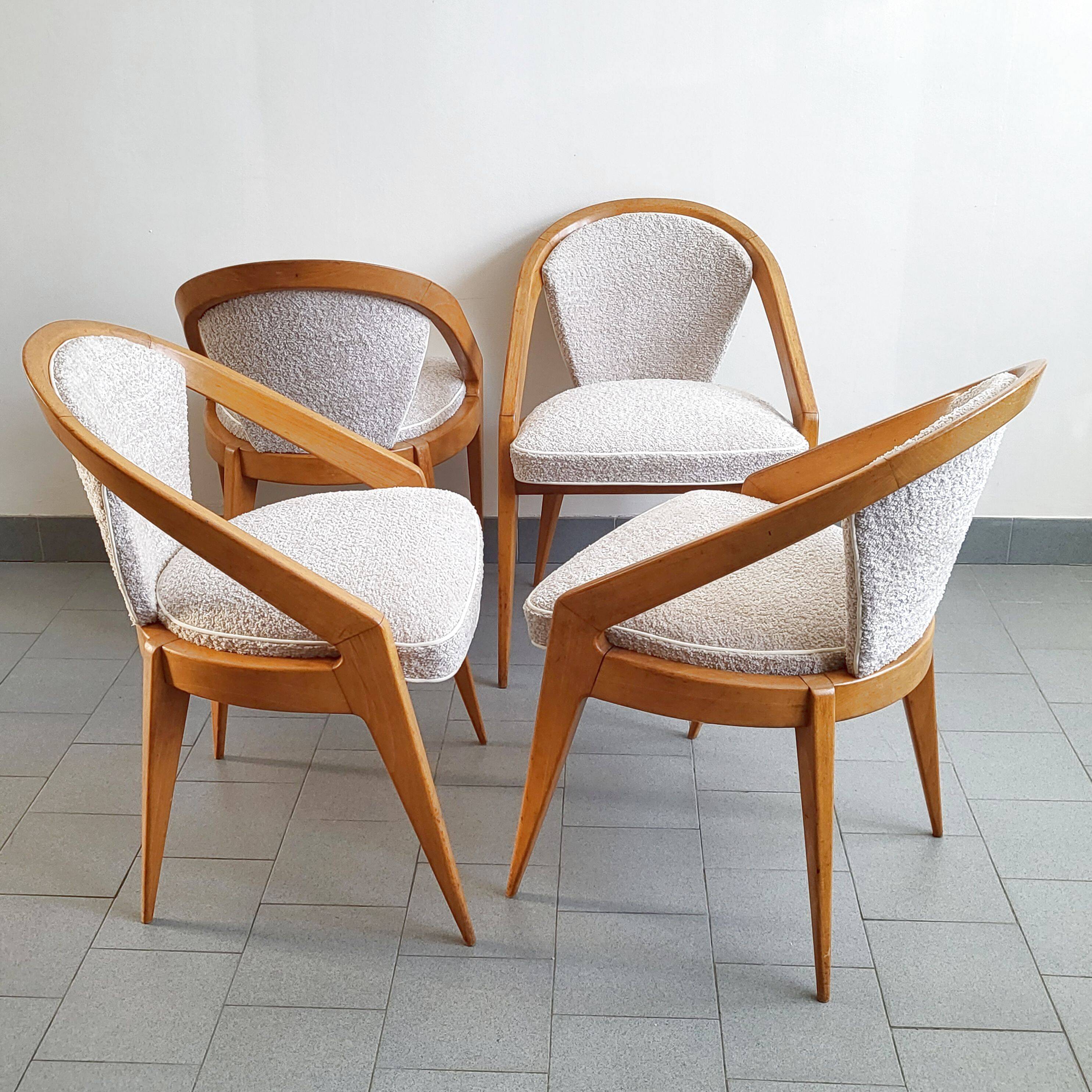 Set of 4 vintage chairs by Charles Ramos 1950