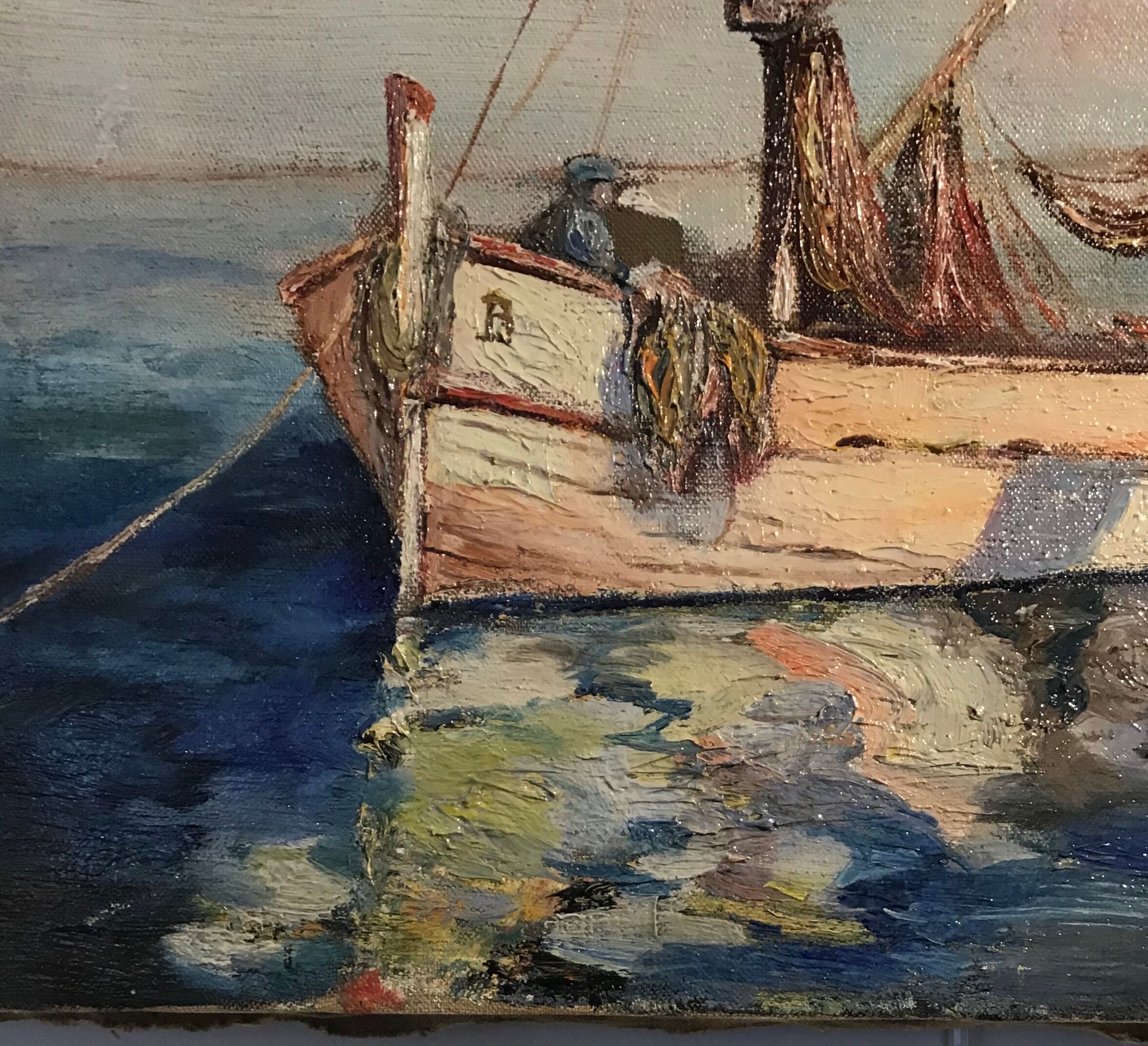 Ancient painting, marine oil on canvas 60s/70s