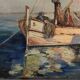 Ancient painting, marine oil on canvas 60s/70s