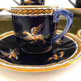 6 cups blue Gien Renaissance coffee