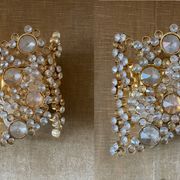 Lot de 2 appliques en laiton et cristal d'après Palwa