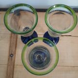 3 stemmed glasses in bubble and blown glass