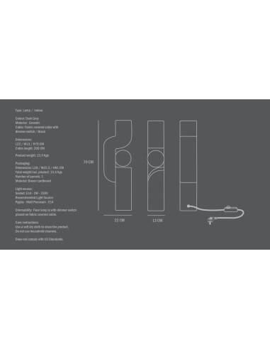 Table lamp, large model - dark gray, ceramic, contemporary work.