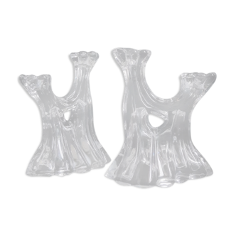 Pair of glass candlesticks