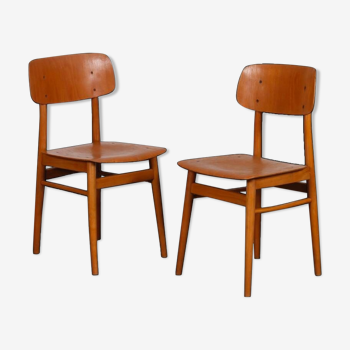 Pair of wooden chairs produced by Ton, 1960
