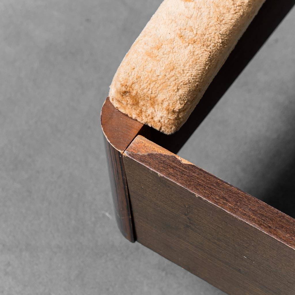 Letto matrimoniale legno tessuto anni ’70 vintage modernariato