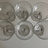 Set of 6 champagne glasses in Napoleon III faceted cut ringing crystal