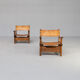 50s oak brutalist spanish chair with saddle leather