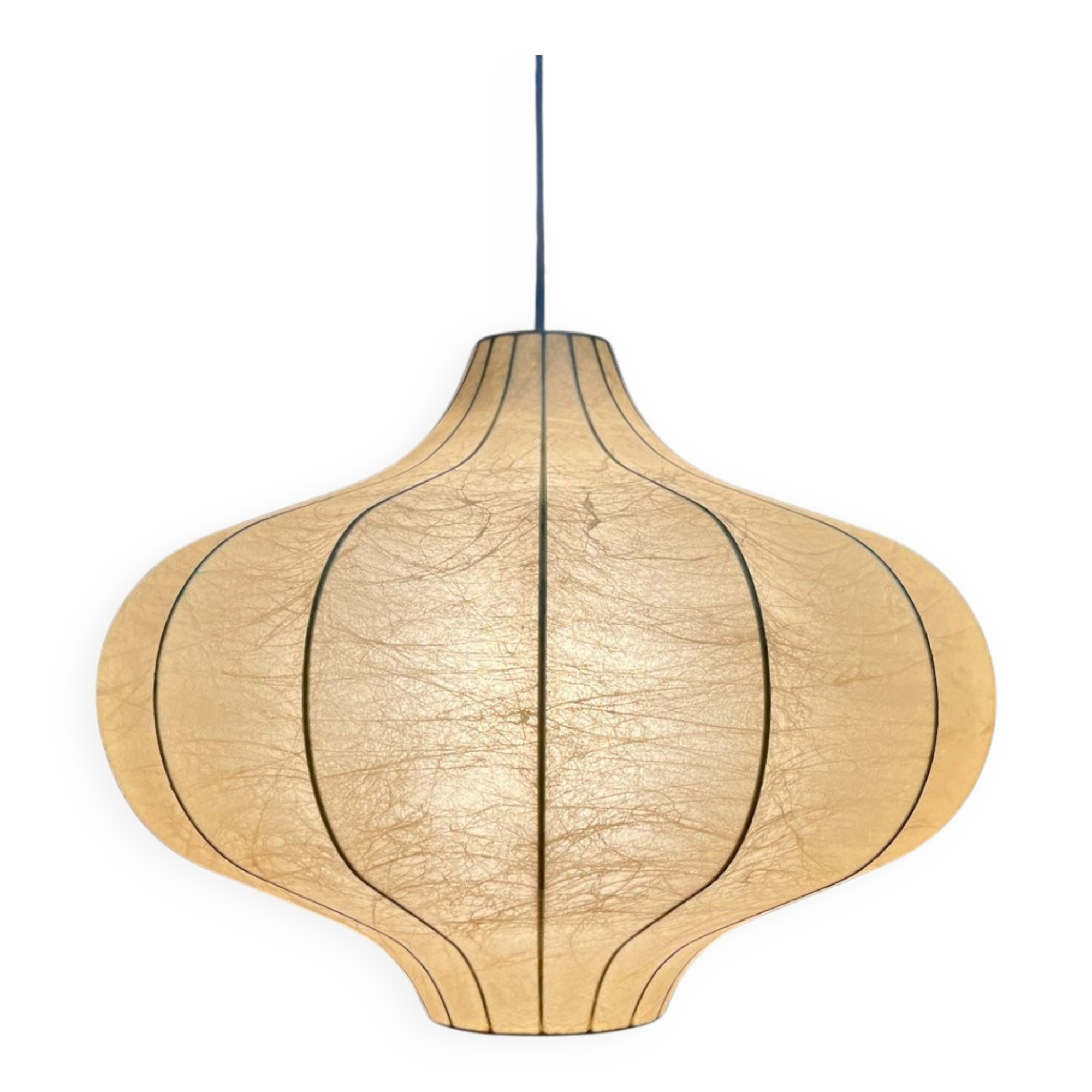 Modern mid-century Cocoon pendant lamp by Friedel Wauer for Goldkant Leuchten, Germany, 1960s.