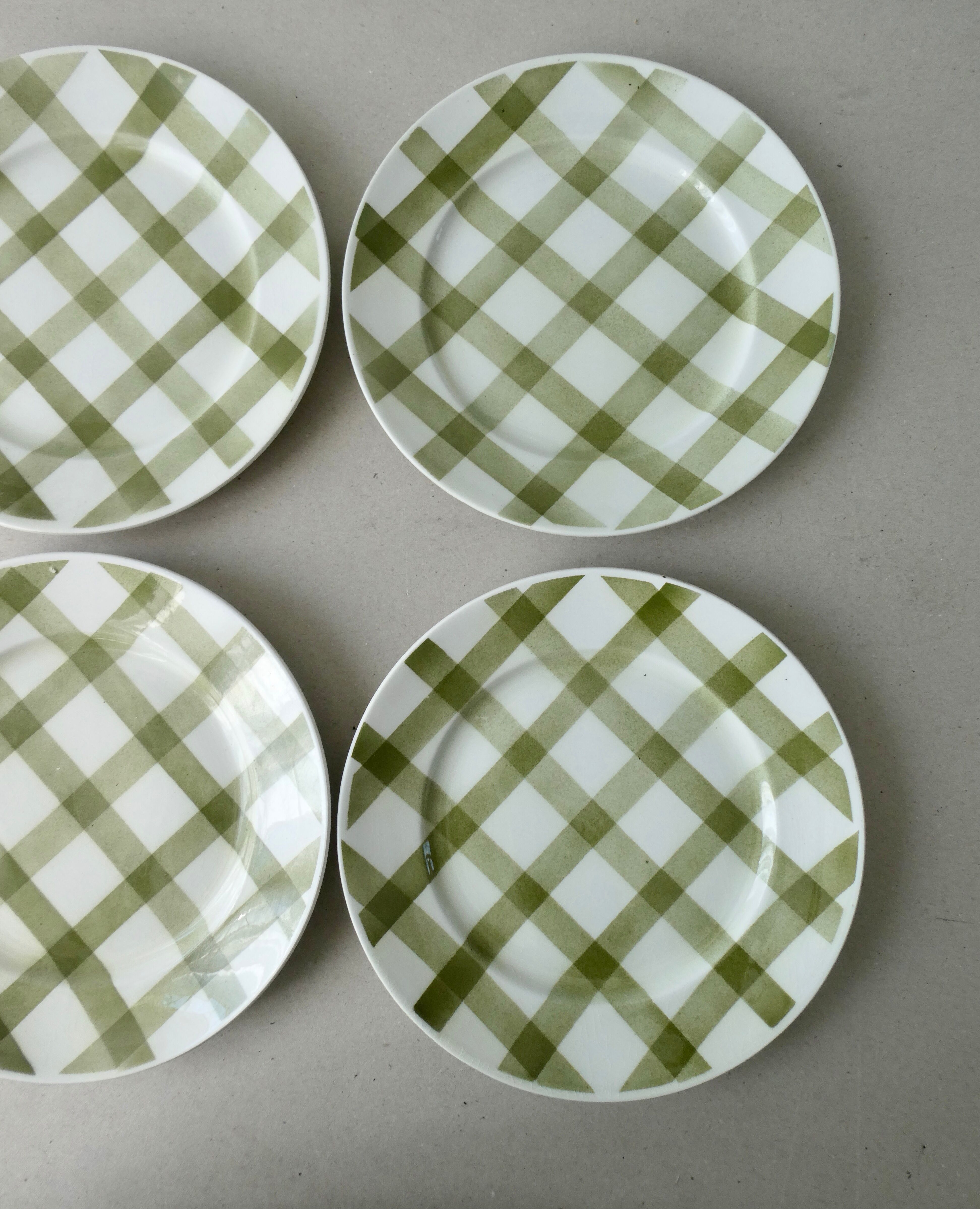 6 flat plates Moulin des Loups tablecloth model, 23 cm