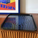 Victor Vasarely, Space age Op art metal tray, Limited edition Metalgraf Ita