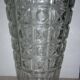 Transparent glass vase with art deco geometric patterns