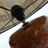 70s floor lamp with open ceramic foot and period lampshade