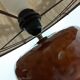 70s floor lamp with open ceramic foot and period lampshade