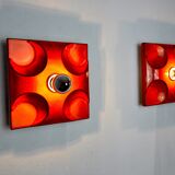 Pair of Fat Lava wall lamps by Hustadt Leuchten, Red ceramic, Germany, 1960