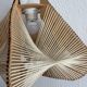 Vintage 1960s Scandinavian pendant light, wire and wood - 23 x 35 cm