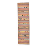 2x9 Green & Red Kilim Runner Rug, 80x287Cm