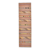 Tapis Kilim vert et rouge 2x9, 80x287 cm