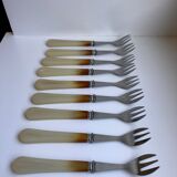 Set of 9 forks with horn dessert 50/60s
