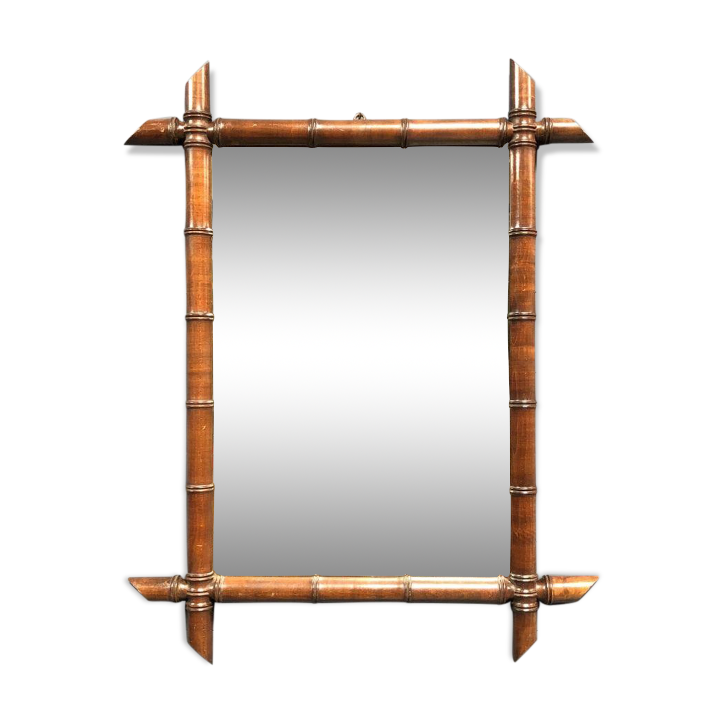 Bamboo faux mirror with dark brown frame 81x63cm