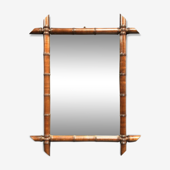 Miroir en faux bambou avec cadre marron foncé 81x63cm