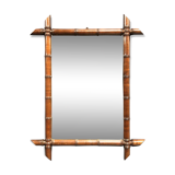 Bamboo faux mirror with dark brown frame 81x63cm