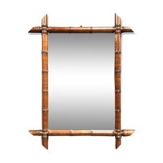 Bamboo faux mirror with dark brown frame 81x63cm