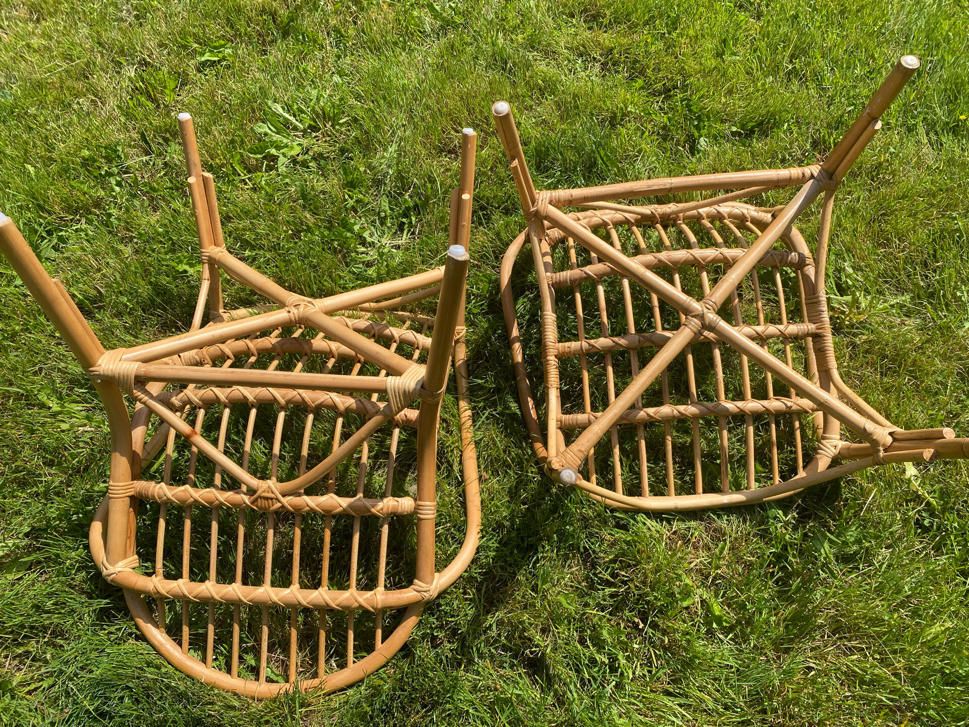 Pair of rattan armchairs