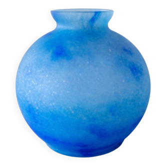 Round glass paste vase – Muller Frères Lunéville – Art Deco