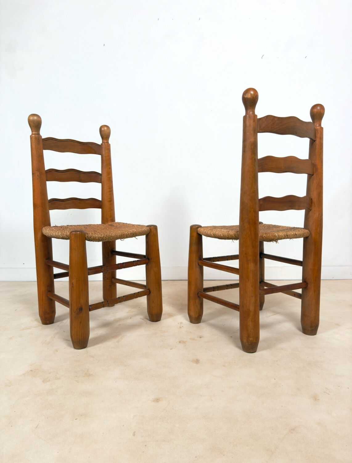 Vintage wooden chair with rush seating