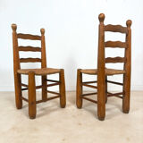 Vintage wooden chair with rush seating