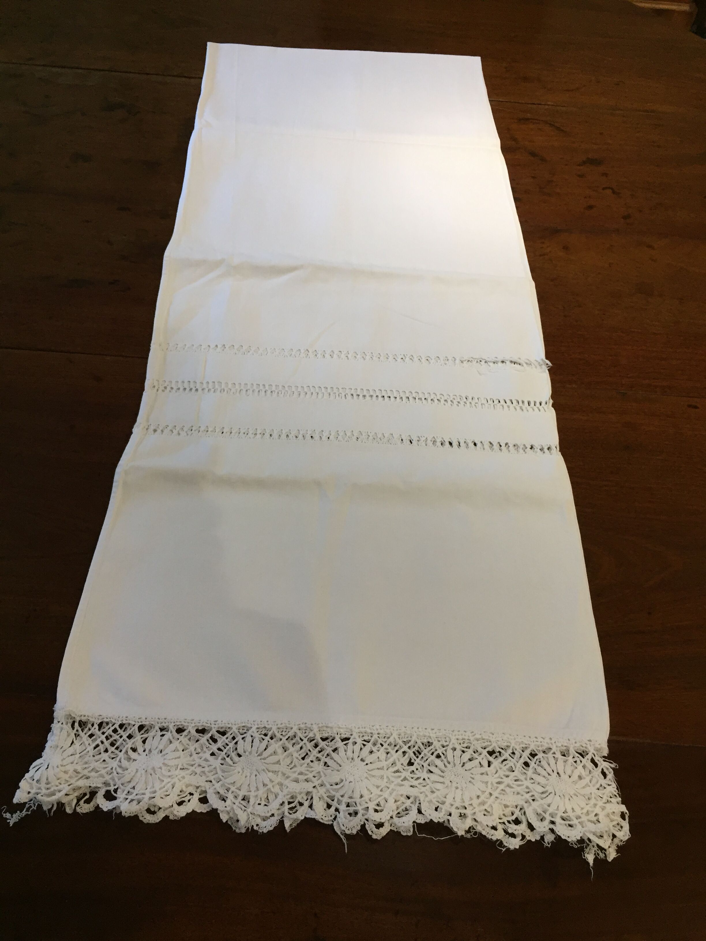 Cover of bolster old cotton and lace