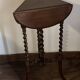 Small walnut side table with drop leaf and twisted legs – 20th century