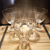 5 antique wine glasses with cut sides