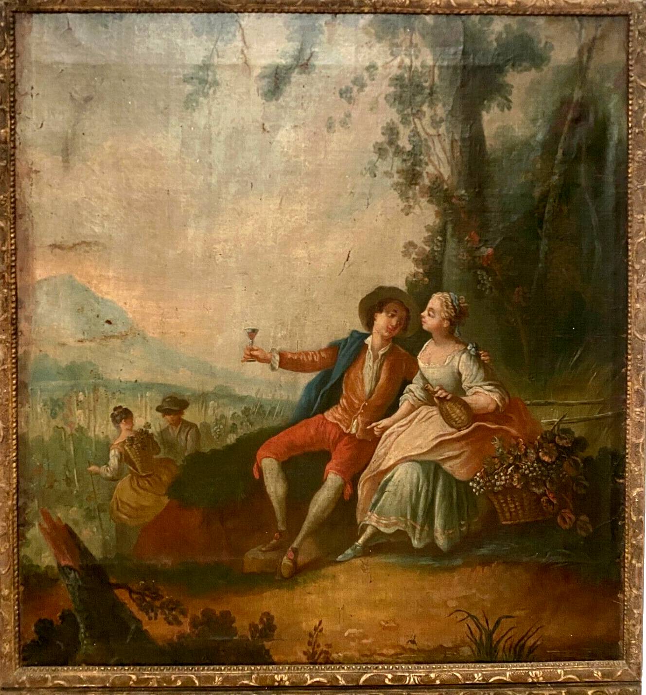Louis XV style trumeau in carved wood 19th century