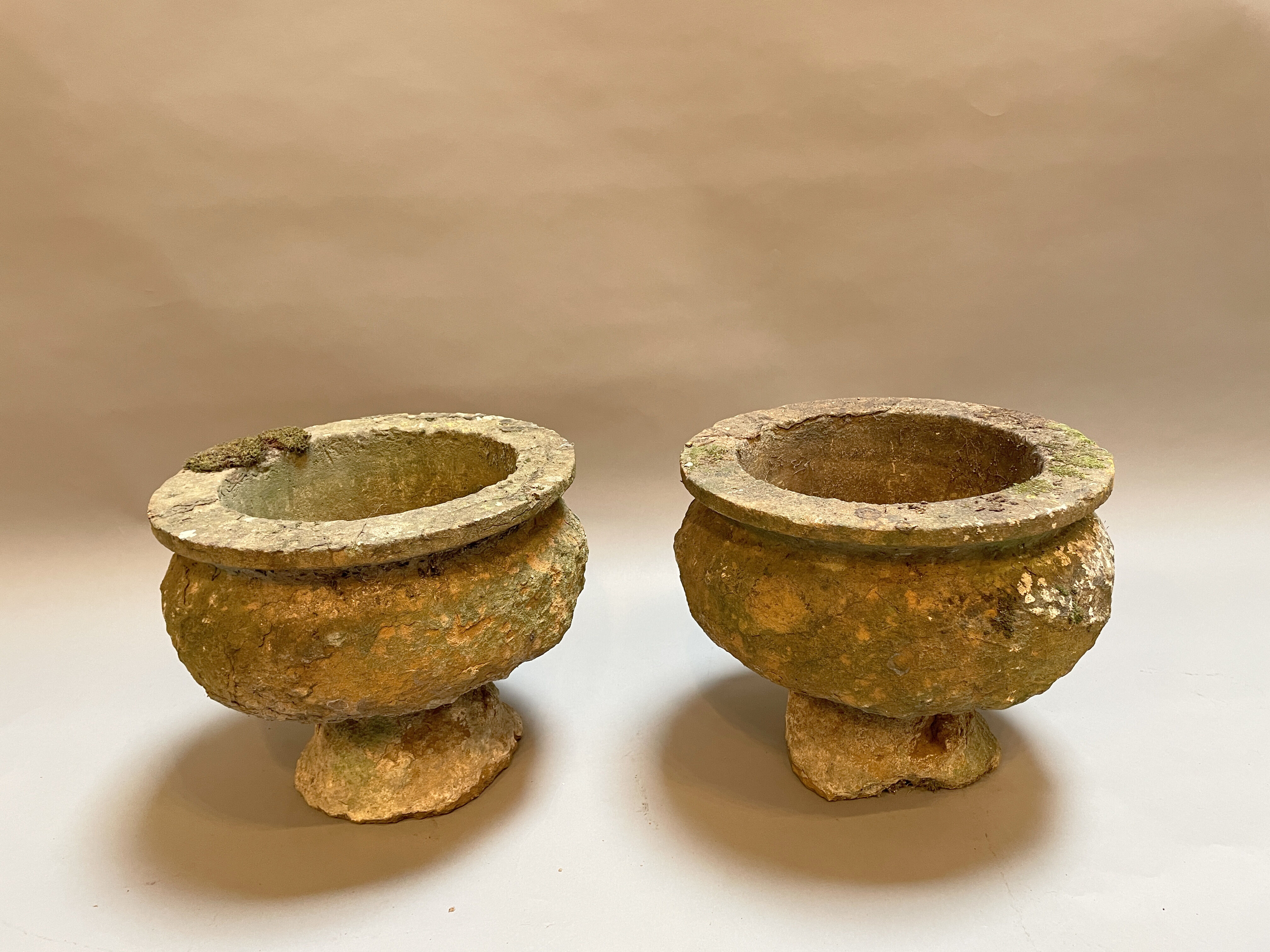Pair C19th Soft Stone Urns