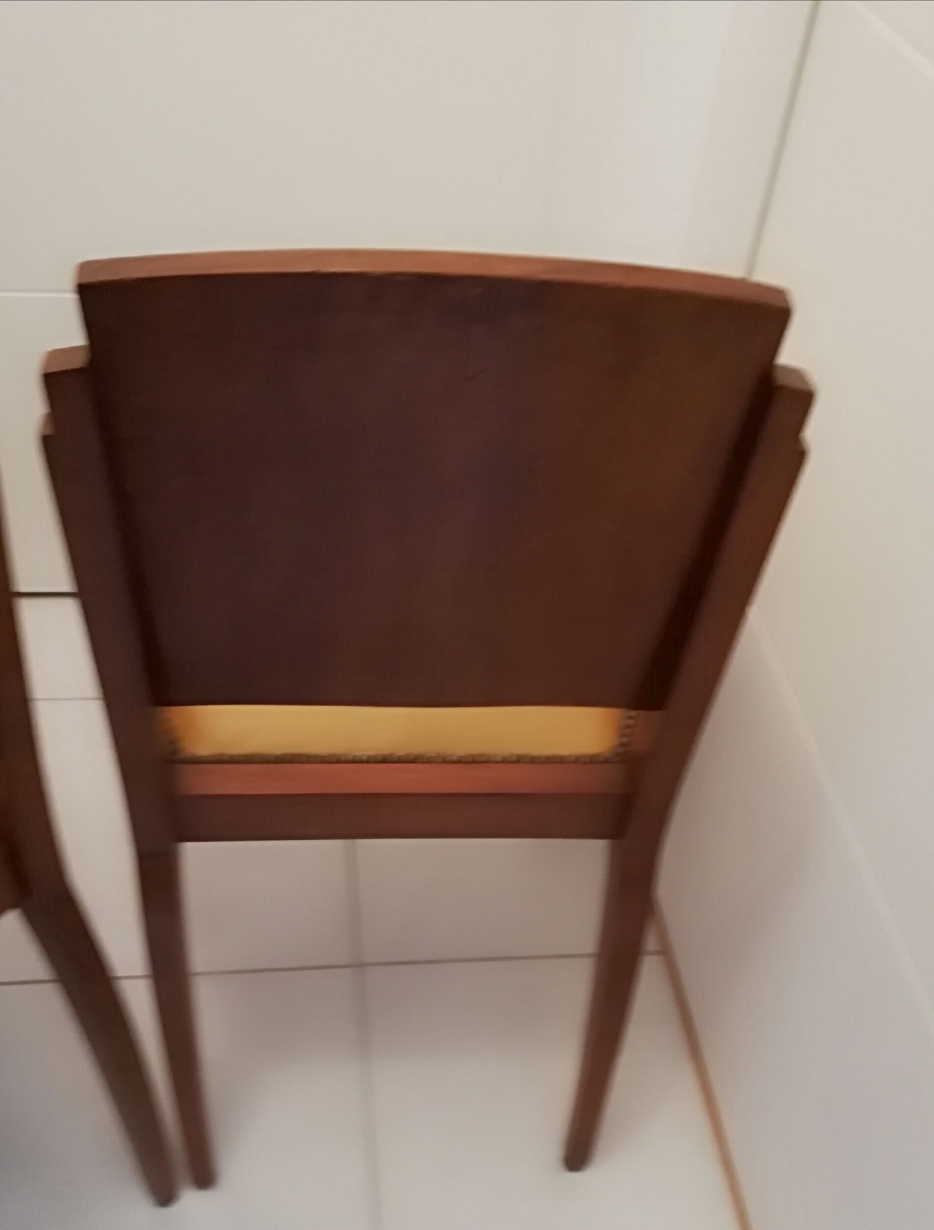 4 vintage 40s solid wood chairs and leather seating