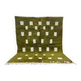 Handmade green pure wool rug, size 150 x 250 cm