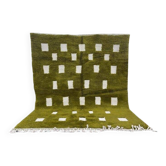 Tapis en laine pure vert fait main taille 150 x 250 cm