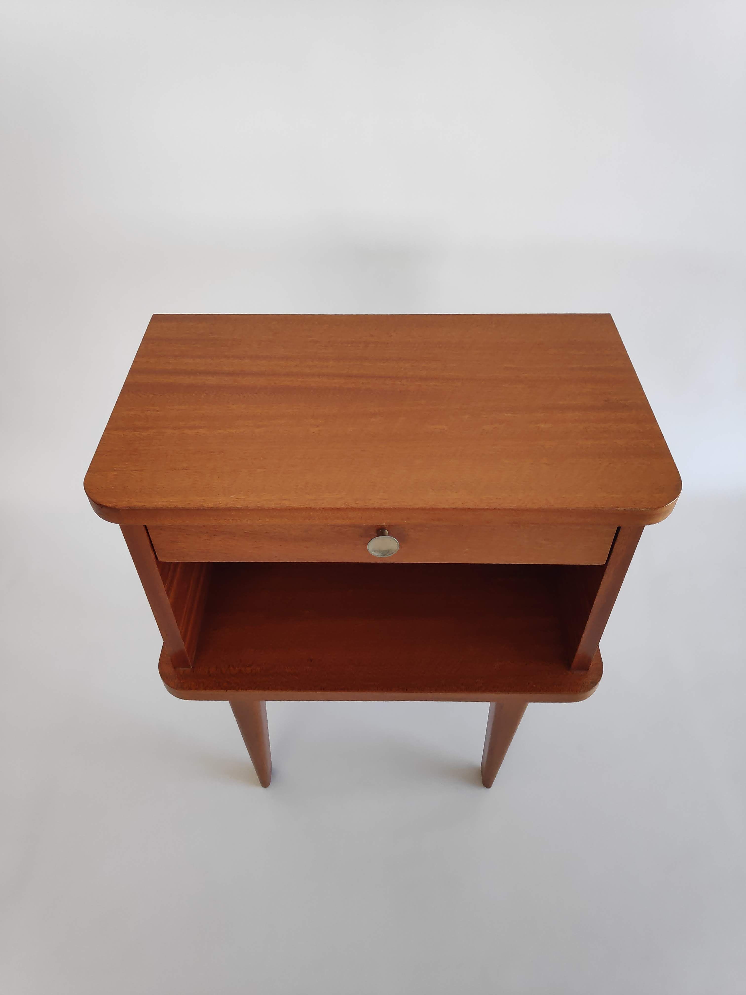Table de nuit chevet à pieds compas des années 60