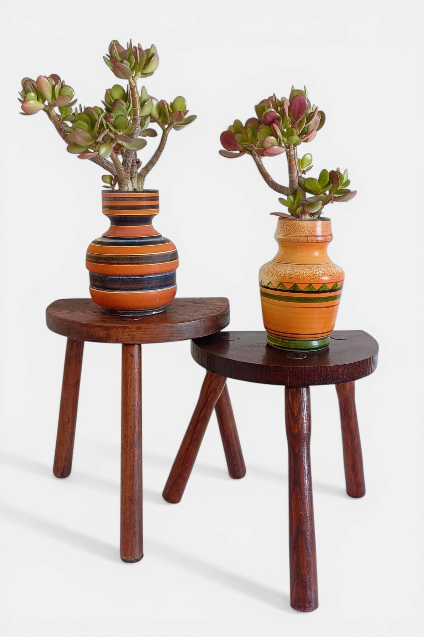Antic Rustic Wabisabi Tripod Wooden Stools/ Accent Tables, France, Early 20th-C.