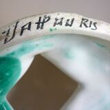 Glazed ceramic bird, signed Vallauris with bright colors